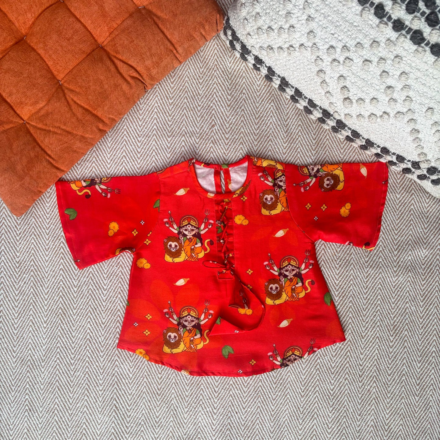 Chanderi 'Goddess Durga' Kurta Set for Girls