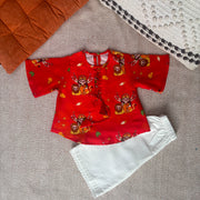 Chanderi 'Goddess Durga' Kurta Set for Girls