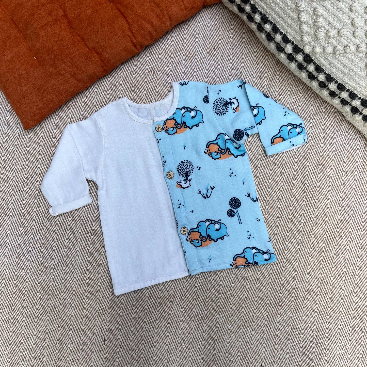 Muslin Full sleeves Jhabla Set- Elephant Clan