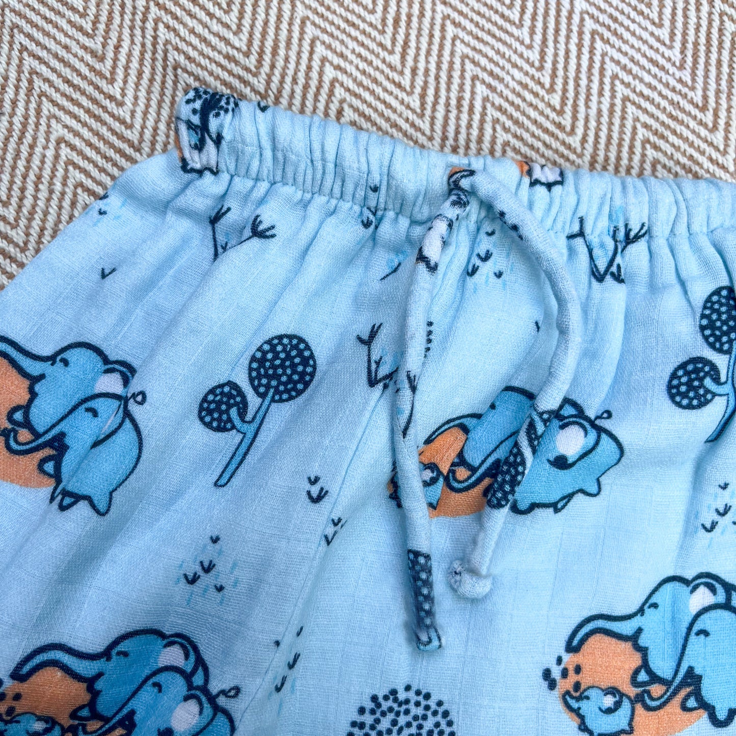 Muslin Full sleeves Jhabla Set- Elephant Clan