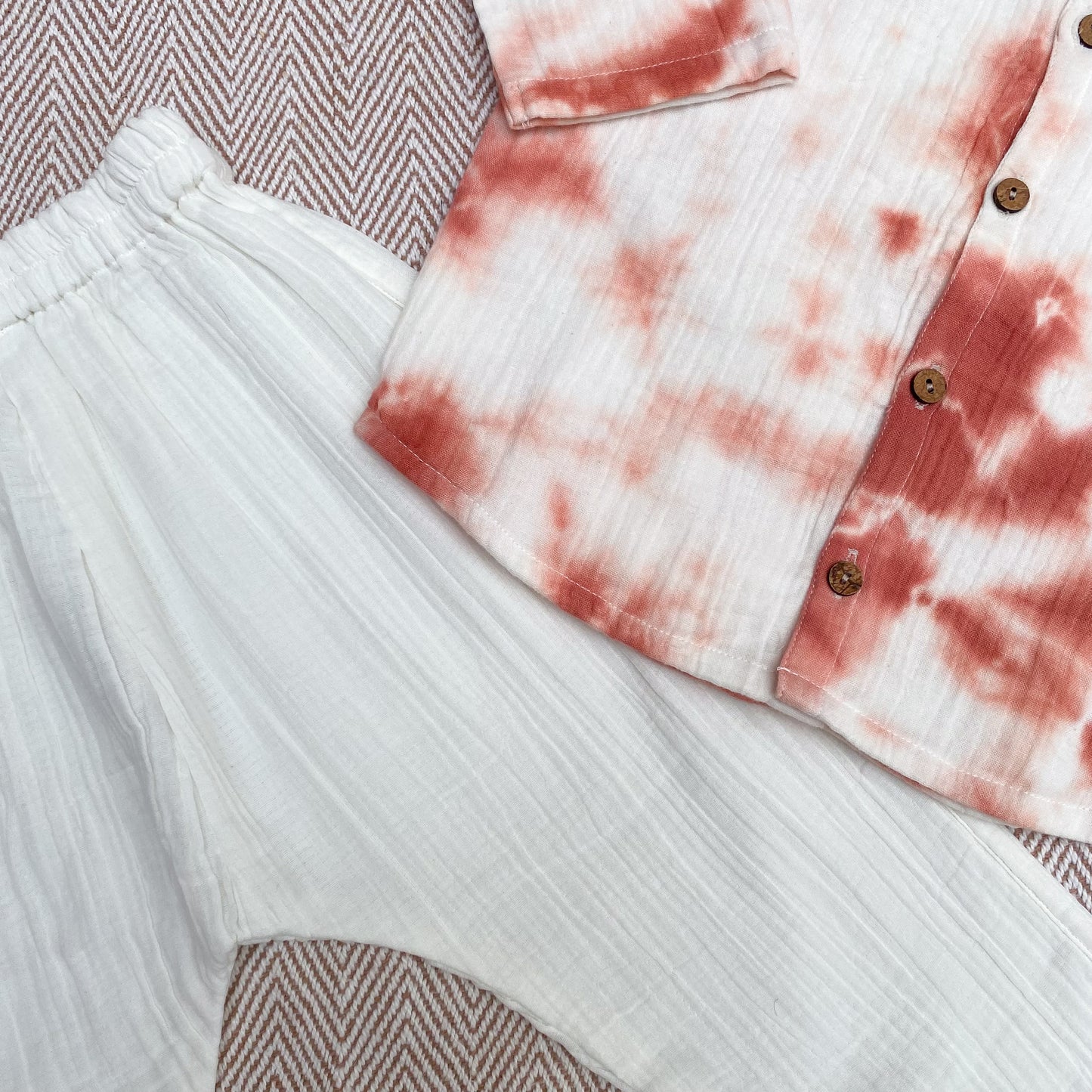 Rust Tie-Dye Crinkled Muslin Co-ord