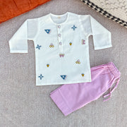 Organic Cotton Mirror Work Kurta Set