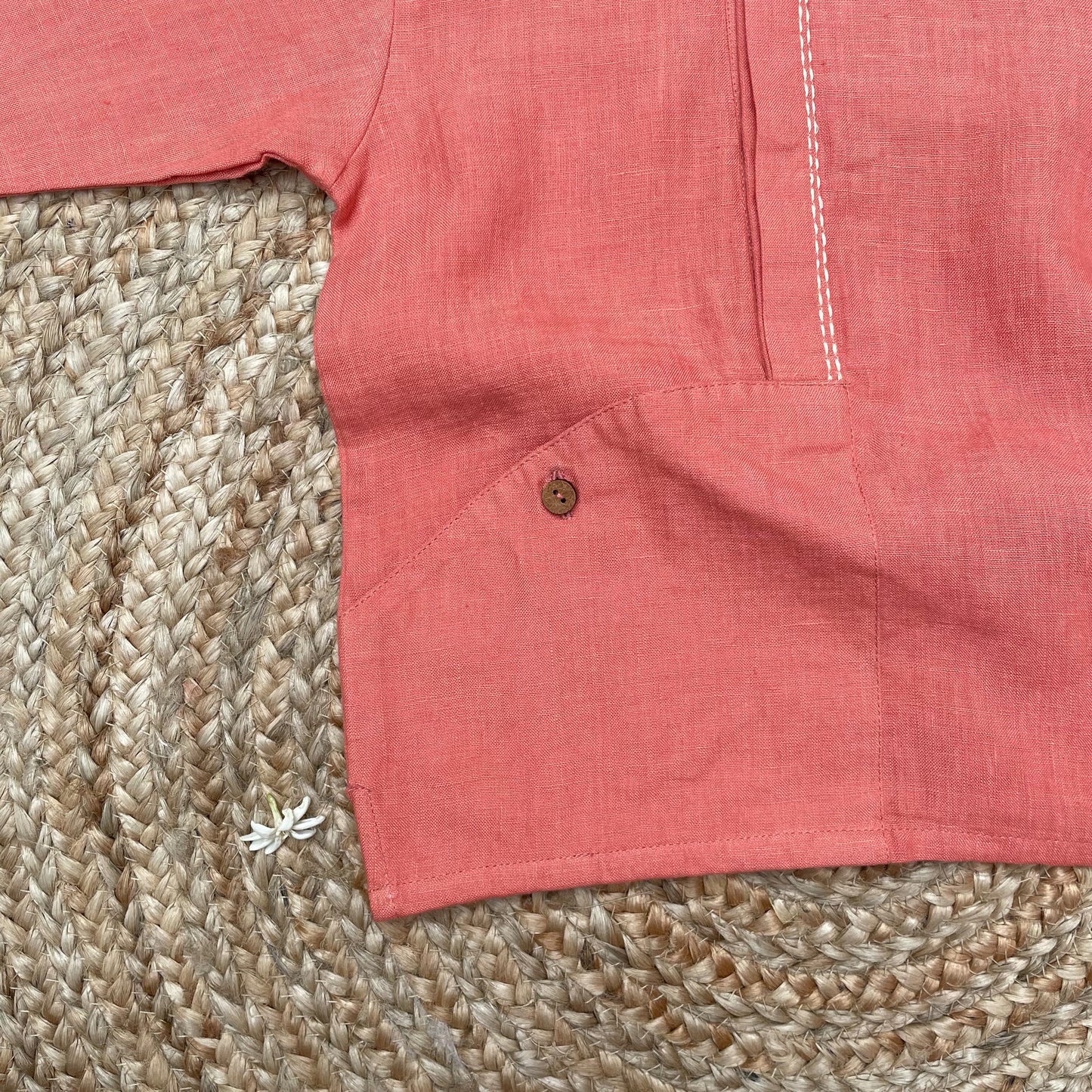 Handwoven Linen Kurta Set(Orange)