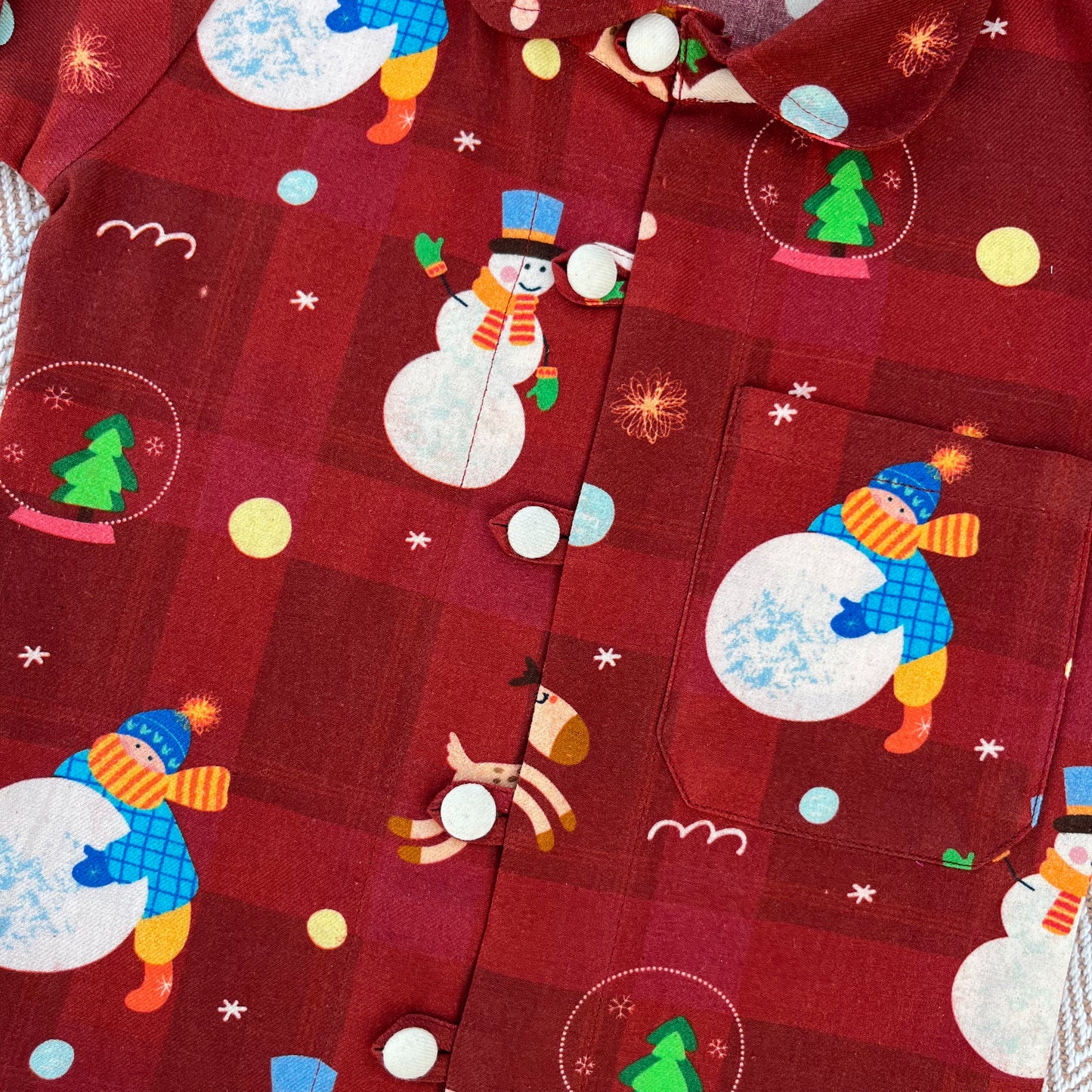 Cotton twill snowman co-ord set for infants, toddlers and kids-perfect for festive occasions
