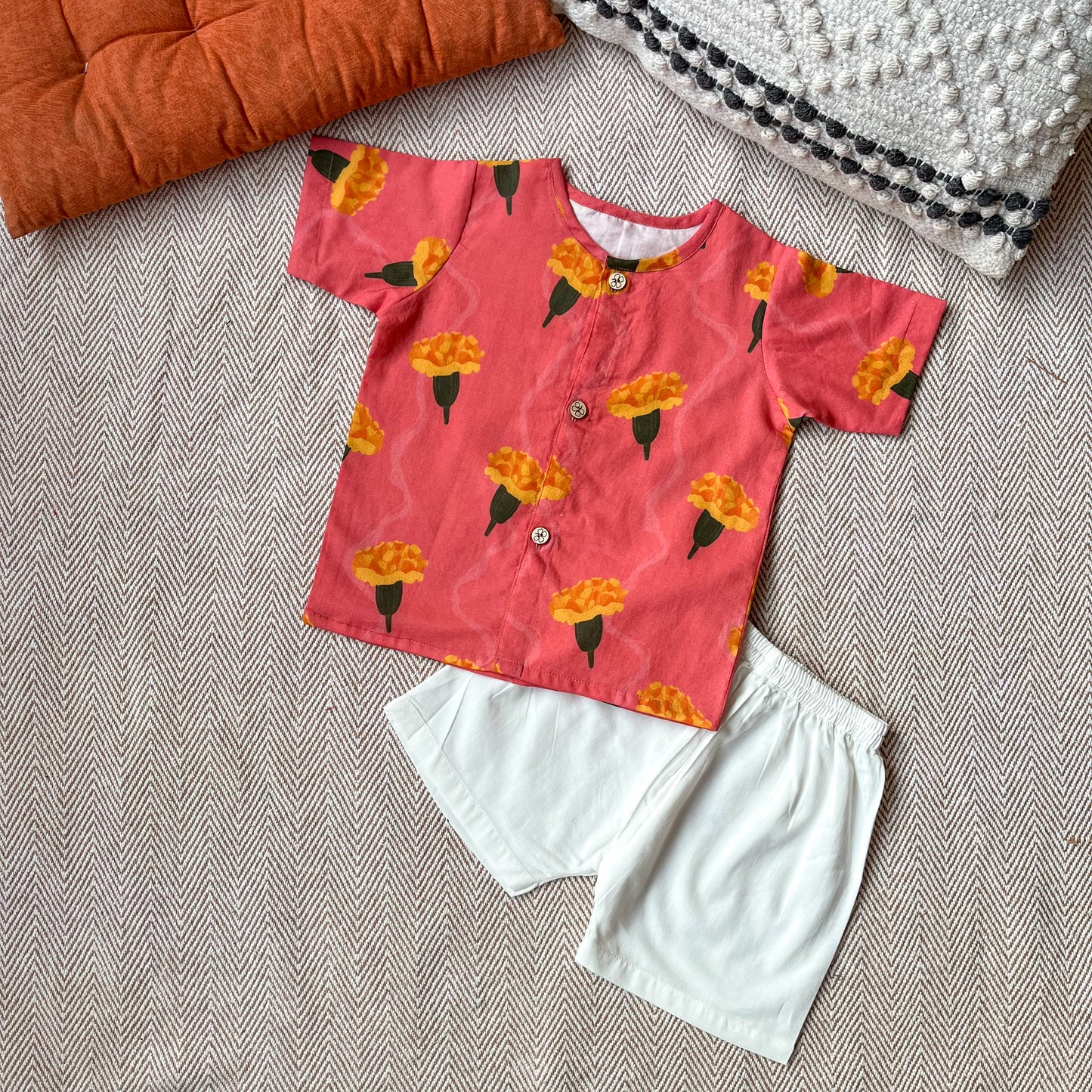 Organic Cotton Marigold Pink Jhabla Set