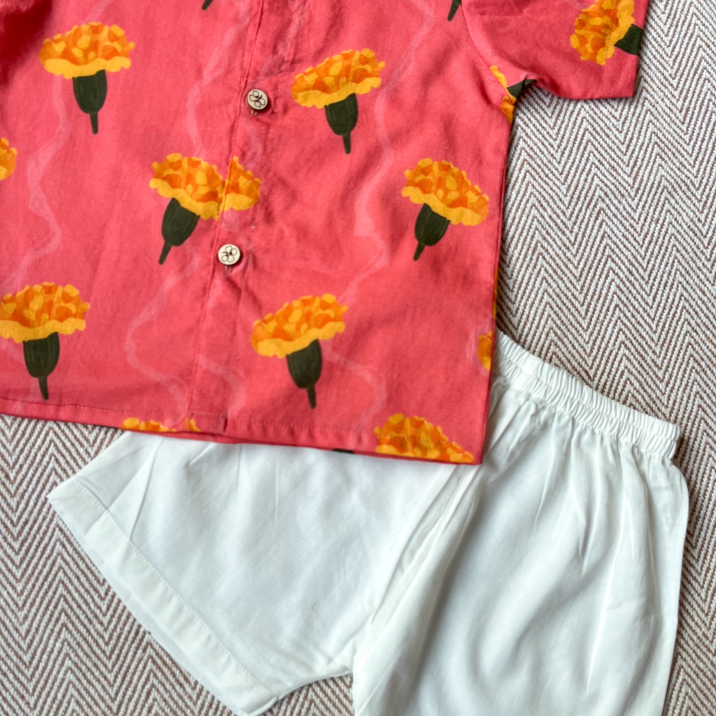Organic Cotton Marigold Pink Jhabla Set