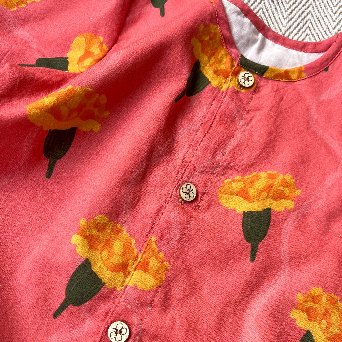 Organic Cotton Marigold Pink Jhabla Set