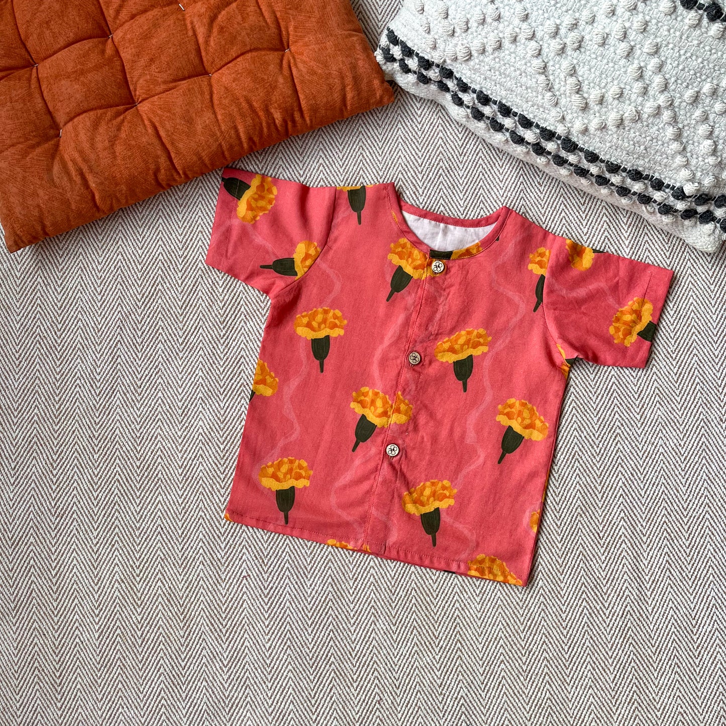 Organic Cotton Marigold Pink Jhabla Set