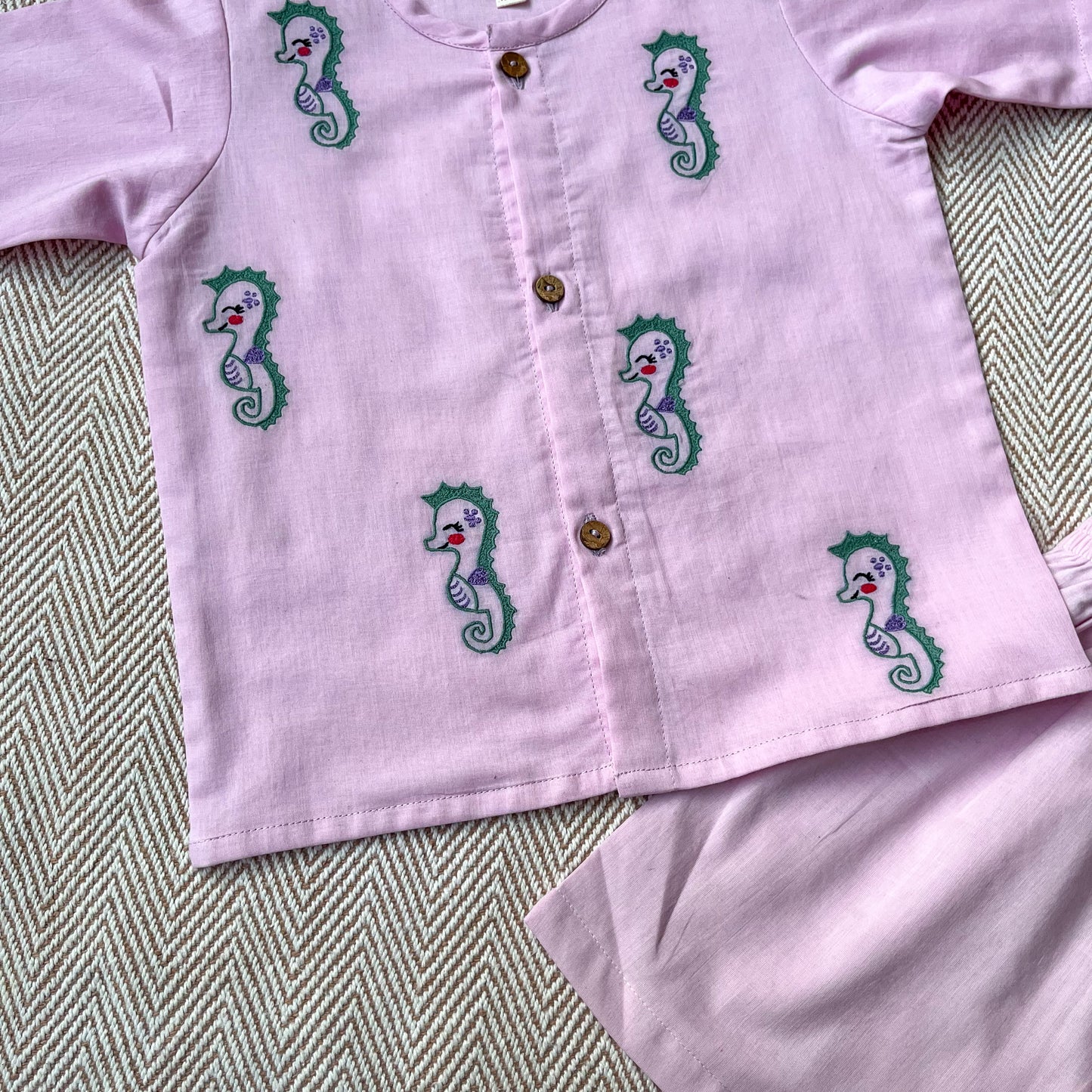 Seahorse Embroidery Jhabla Set