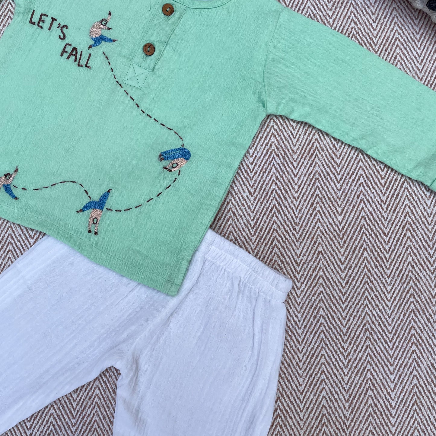 Crinkled Muslin Full Sleeves Set- Let's Fall