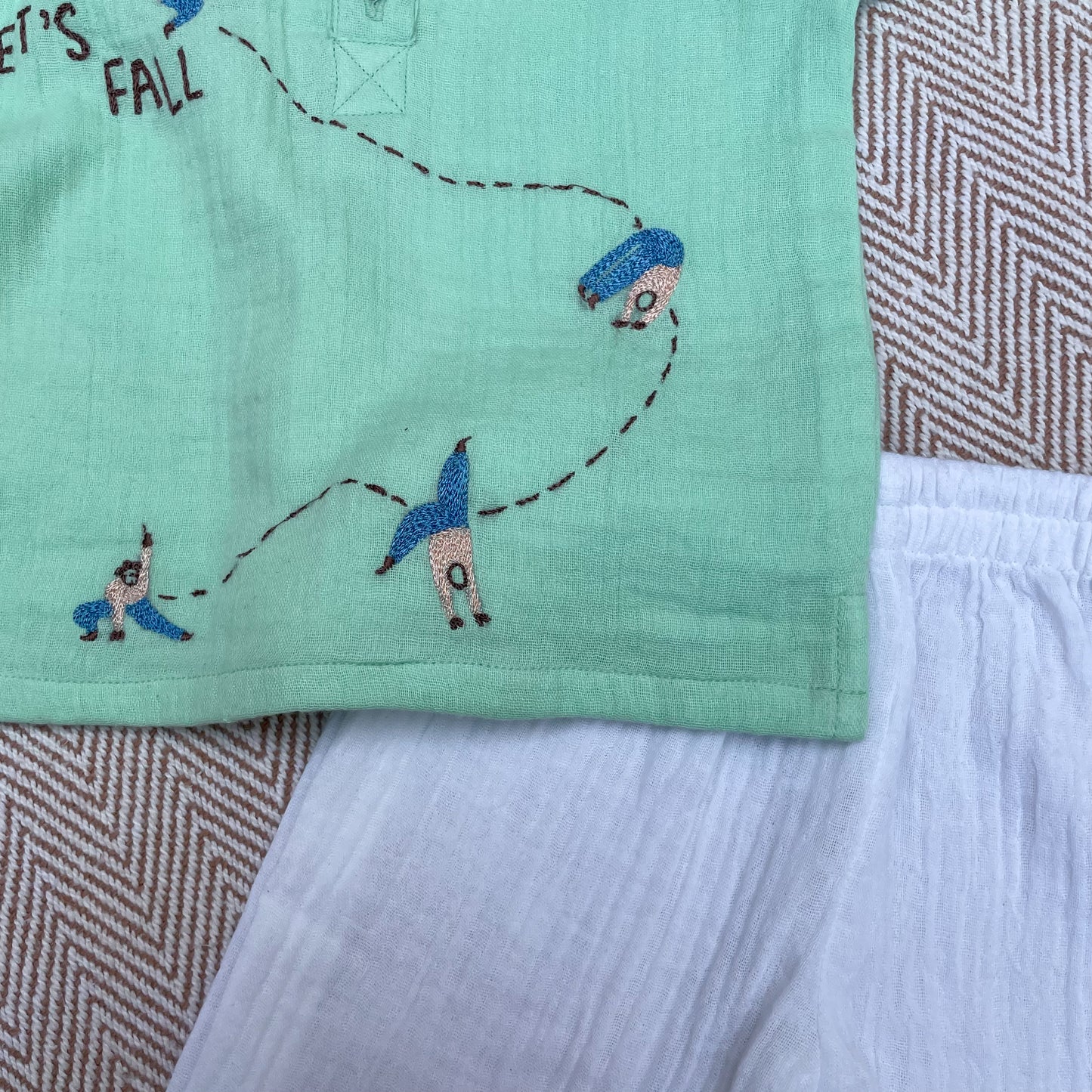 Crinkled Muslin Full Sleeves Set- Let's Fall
