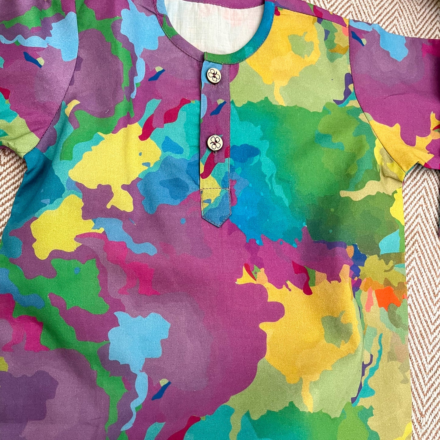 Organic Cotton Unisex Gulaal Print Kurta