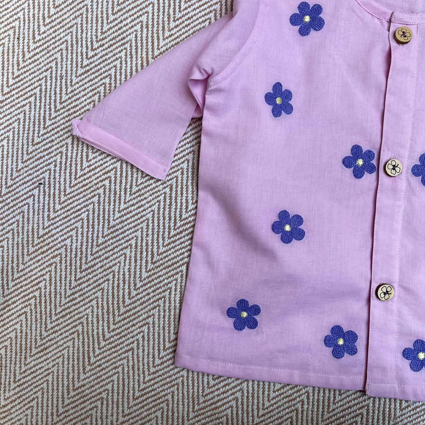 Organic Cotton Full Sleeves Jhabla with Two Pyjamas- Daisy