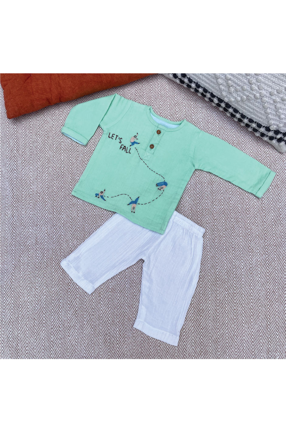 Crinkled Muslin Full Sleeves Set- Let's Fall