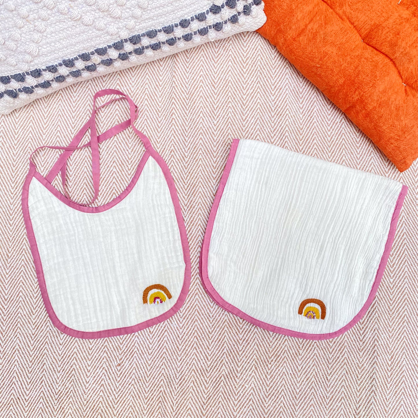 Rainbow Bib and Burp Cloth for Babies