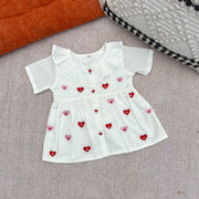 Organic Cotton Little Hearts Embroidered Frock