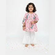 Chanderi Pichwai Print Kurta Set for Girls