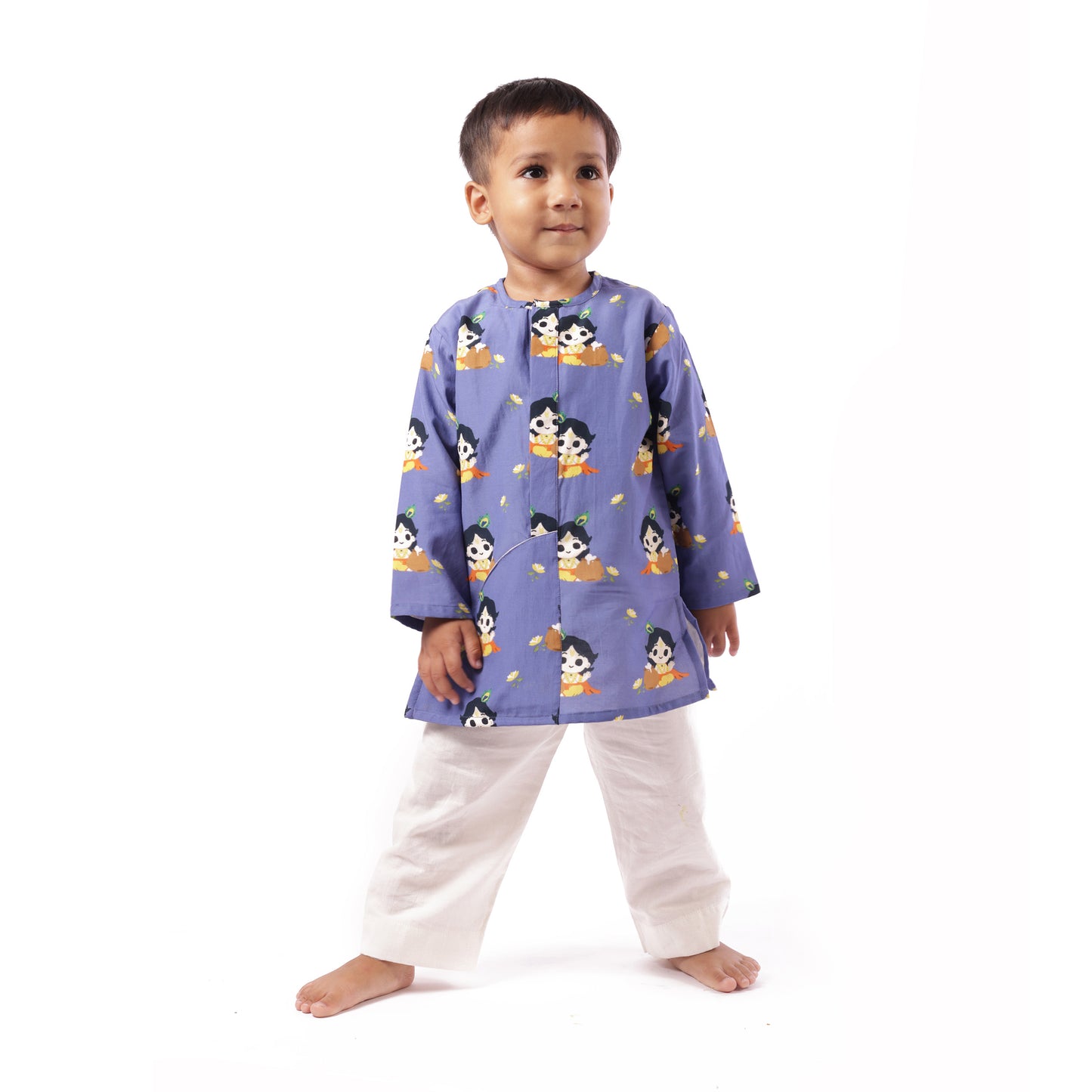 Mul Chanderi 'Nanha Krishna' Kurta Set for Boys