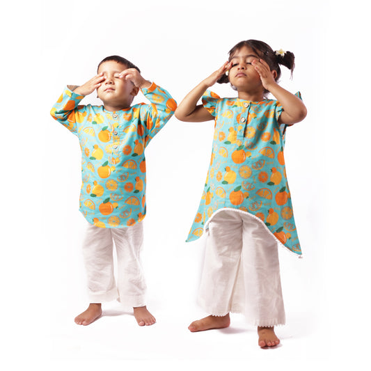 Organic Cotton Siblings Set | Dancing Oranges