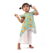 Organic Cotton 'Dancing Oranges' Kurta Set for Girls