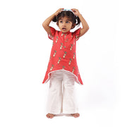 Organic Cotton Monkey Kurta Set for Girls