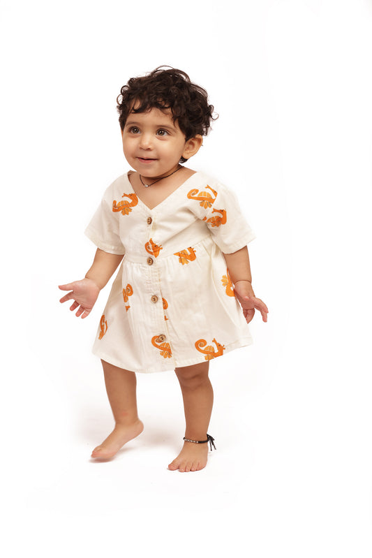 Organic Cotton Frock| Infants and Toddlers| Seahorse Print