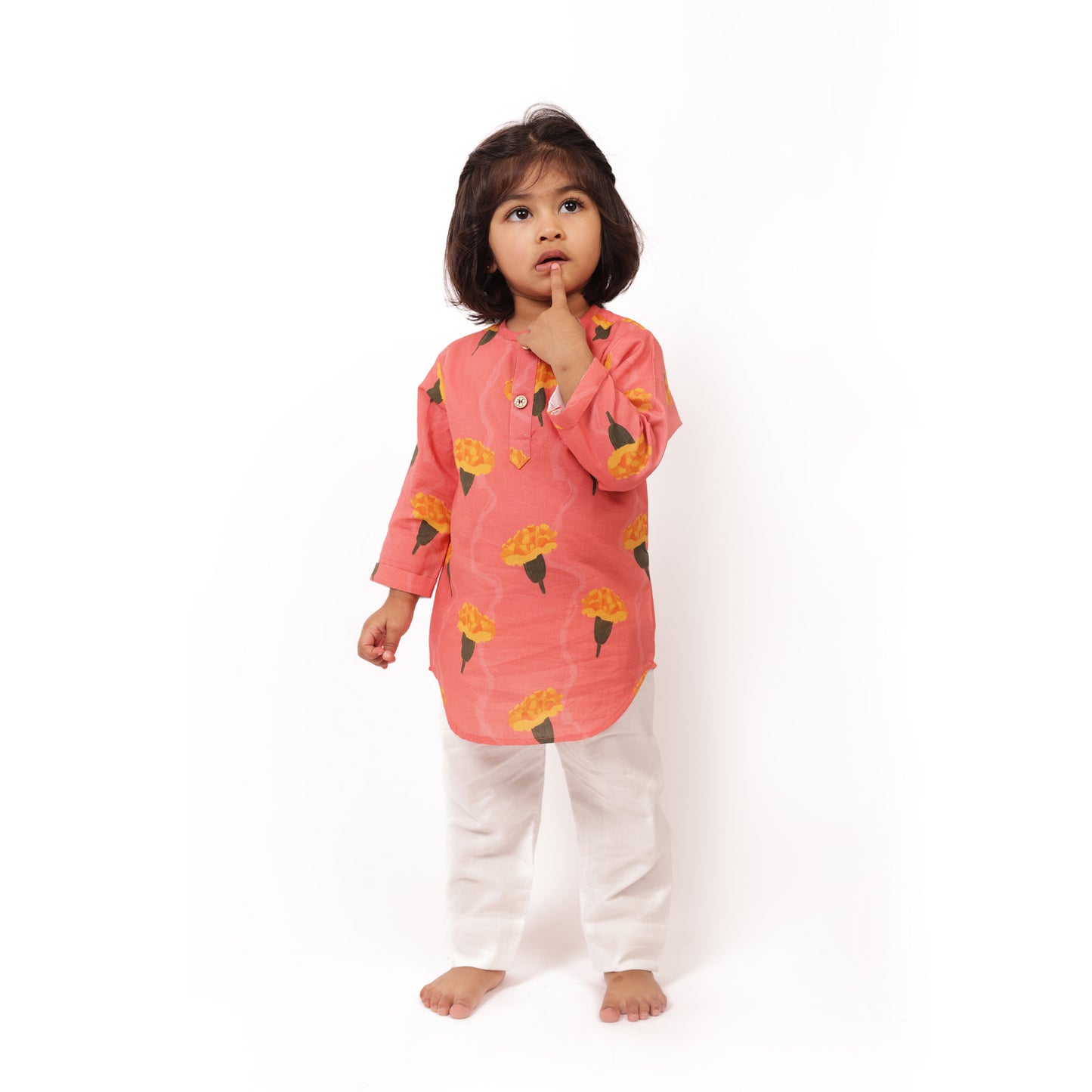 Organic Cotton Marigold Unisex Pink kurta Set