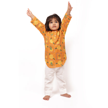 Organic Cotton Marigold Orange Kurta Set