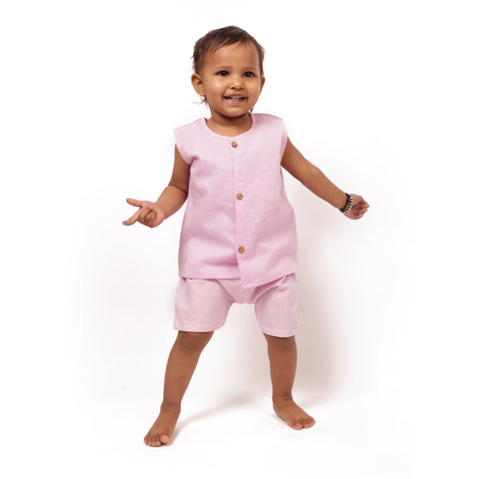 Organic Cotton Plain Jhabla Set Lavender