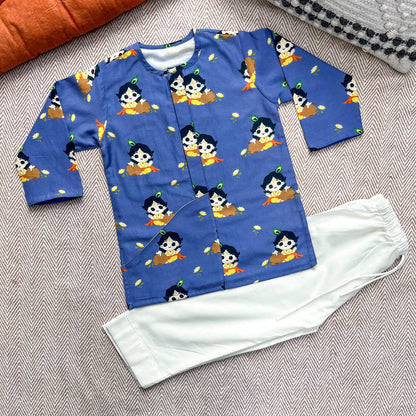 Mul Chanderi 'Nanha Krishna' Kurta Set for Boys