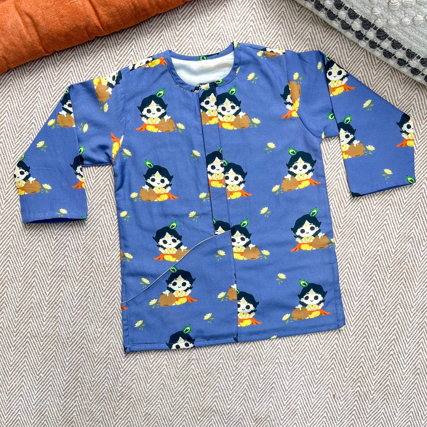 Mul Chanderi 'Nanha Krishna' Kurta Set for Boys