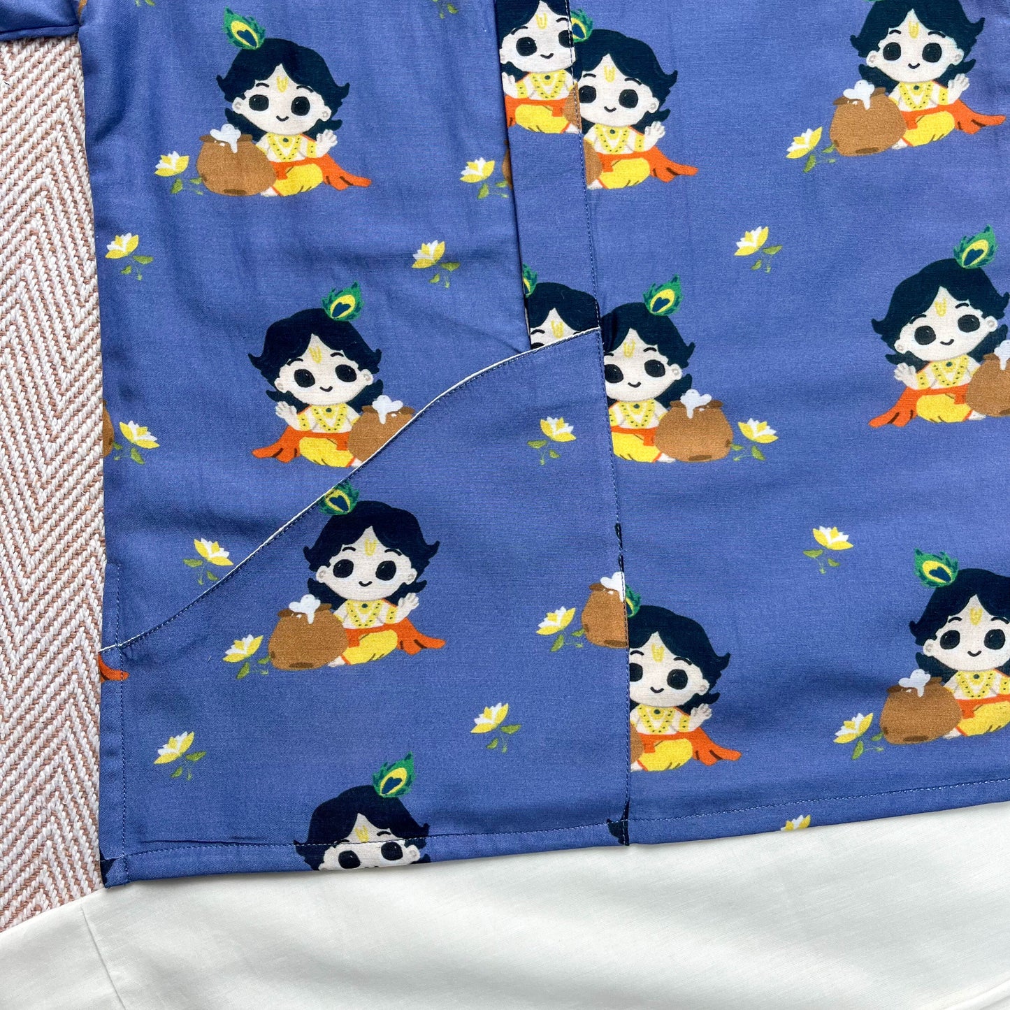 Mul Chanderi 'Nanha Krishna' Kurta Set for Boys