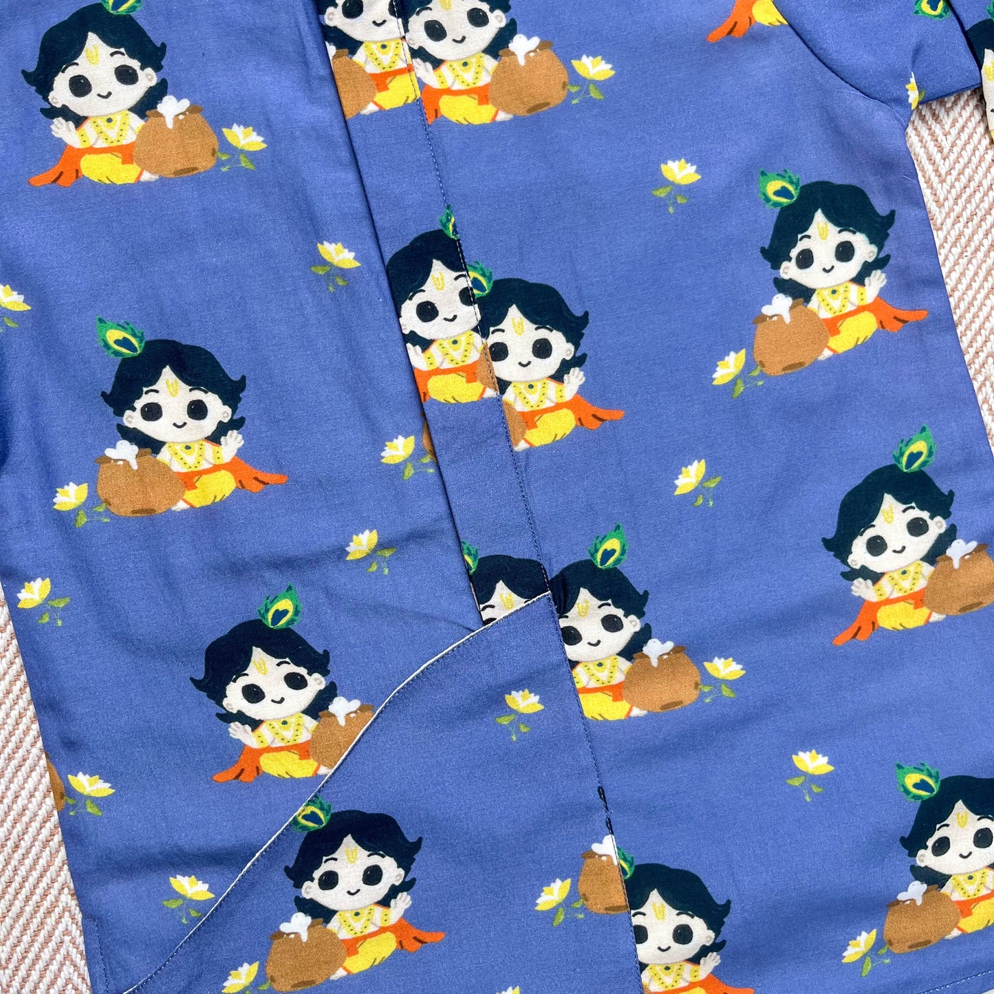 Mul Chanderi 'Nanha Krishna' Kurta Set for Boys