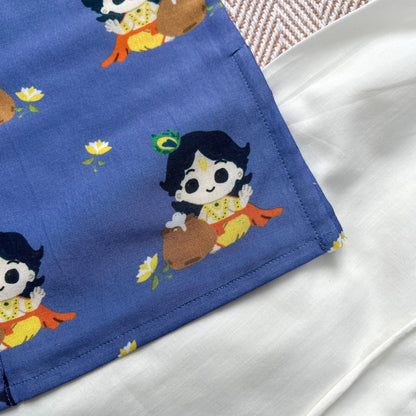 Mul Chanderi 'Nanha Krishna' Kurta Set for Boys