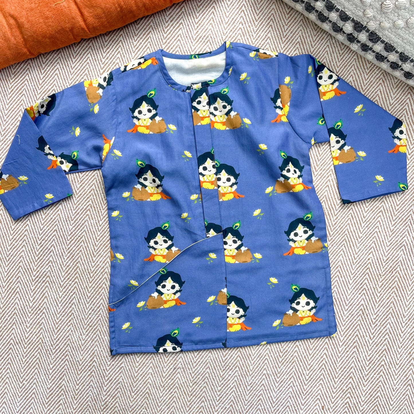 Mul Chanderi 'Nanha Krishna' Kurta Set for Boys