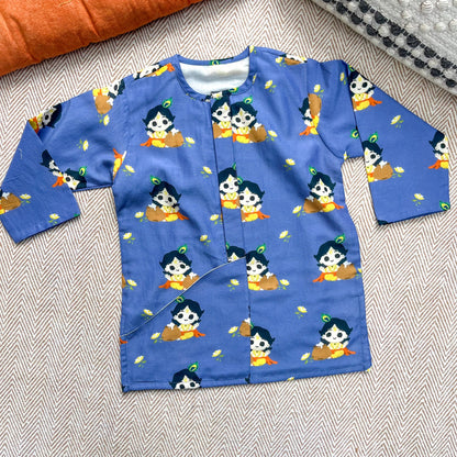 Mul Chanderi 'Nanha Krishna' Kurta Set for Boys