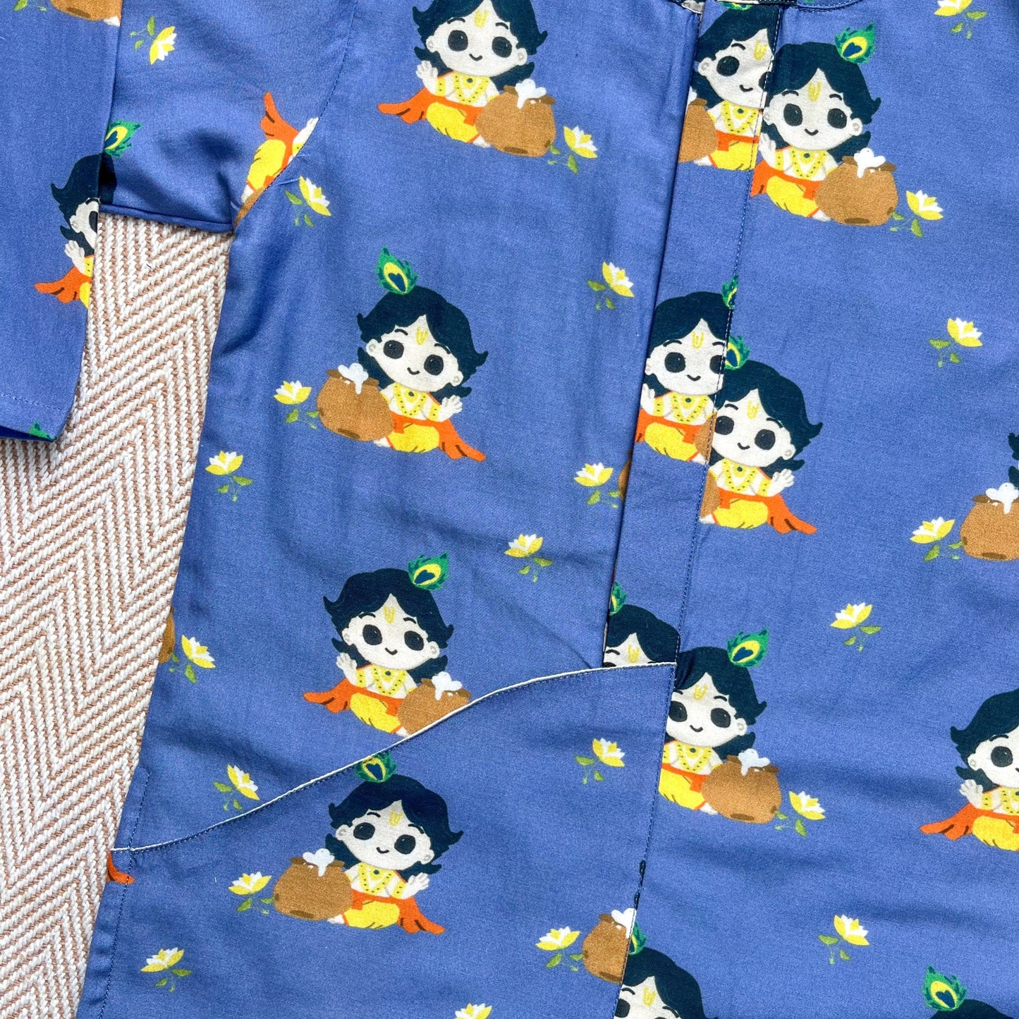 Mul Chanderi 'Nanha Krishna' Kurta Set for Boys
