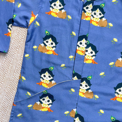 Mul Chanderi 'Nanha Krishna' Kurta Set for Boys