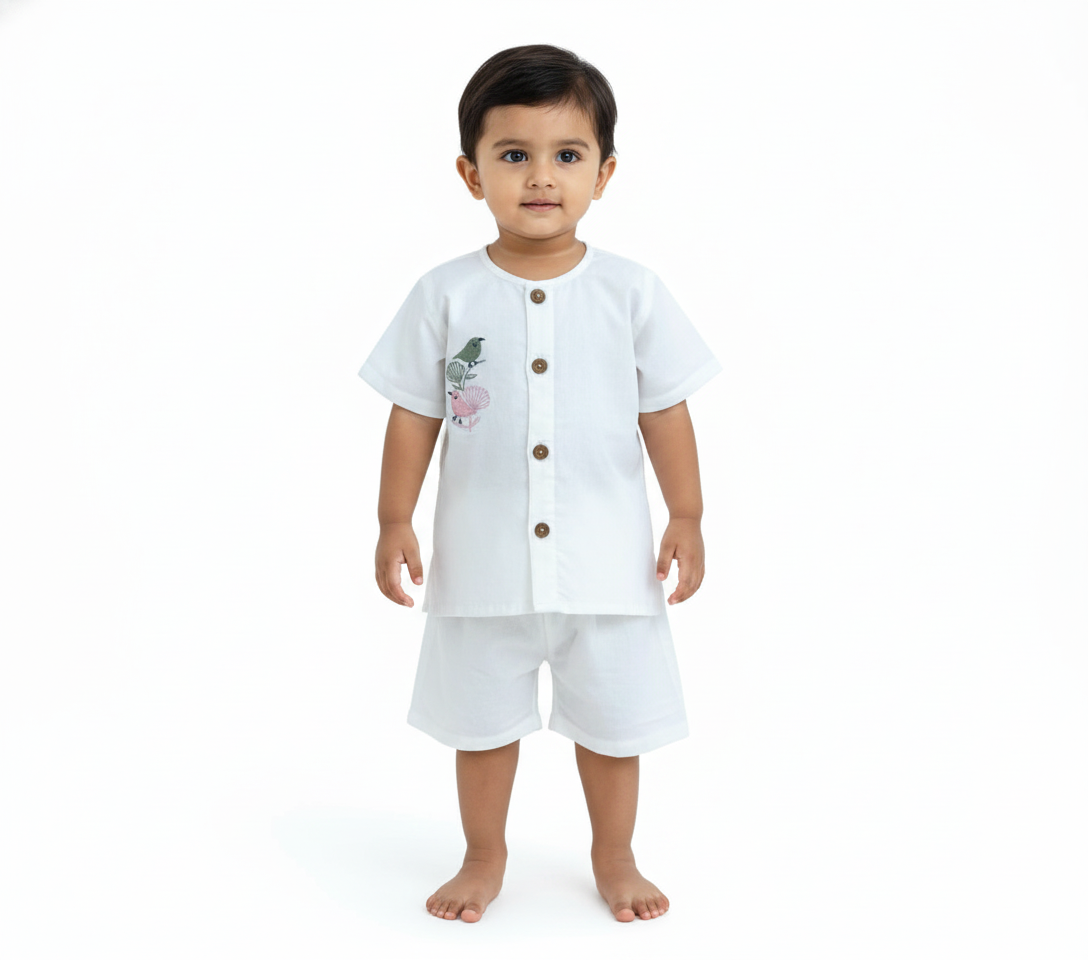 Organic Cotton Bird Jhabla Set