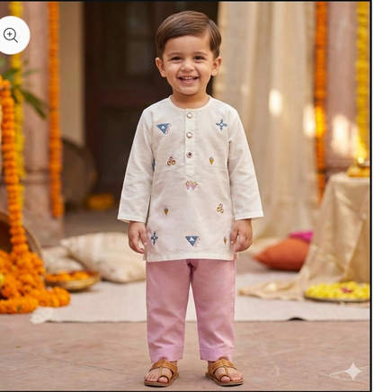 Organic Cotton Mirror Work Kurta Set