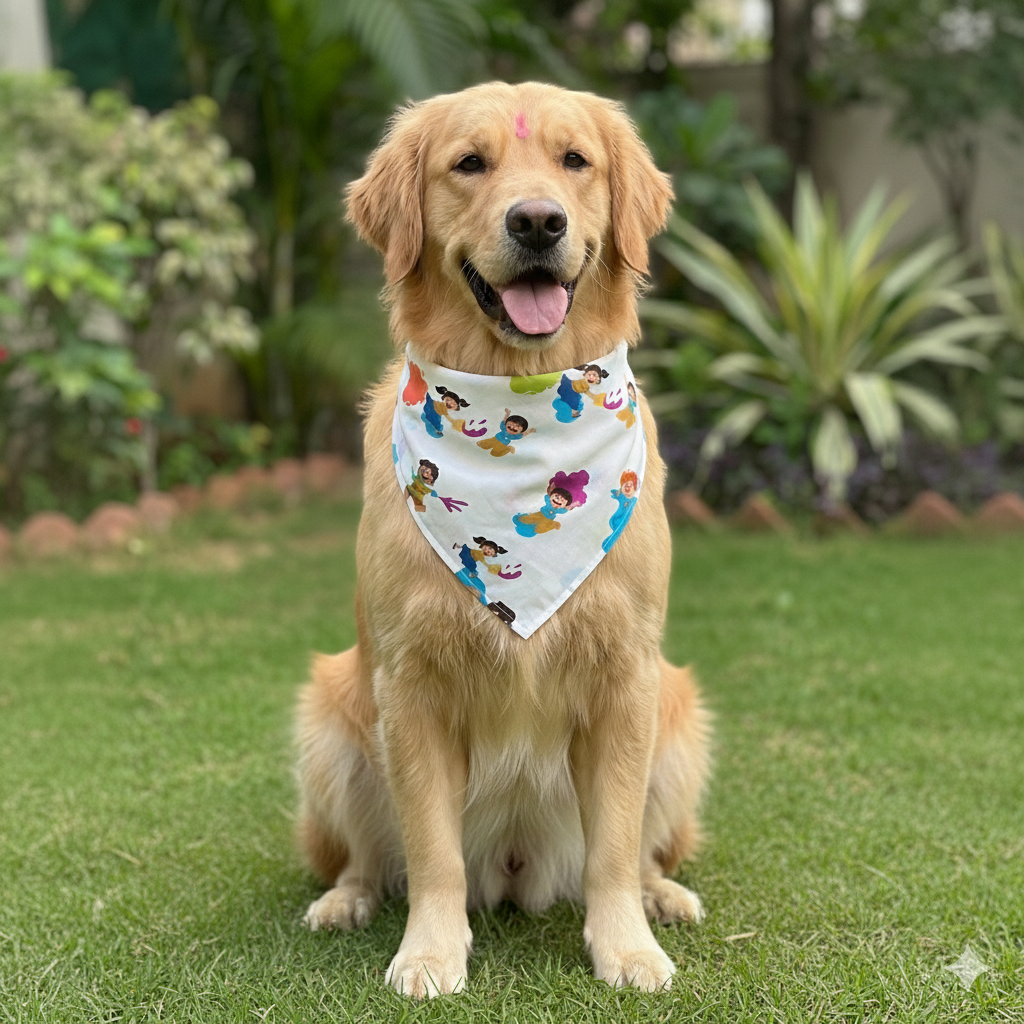 Organic Cotton 'Holi Hai' Scarf for Pets