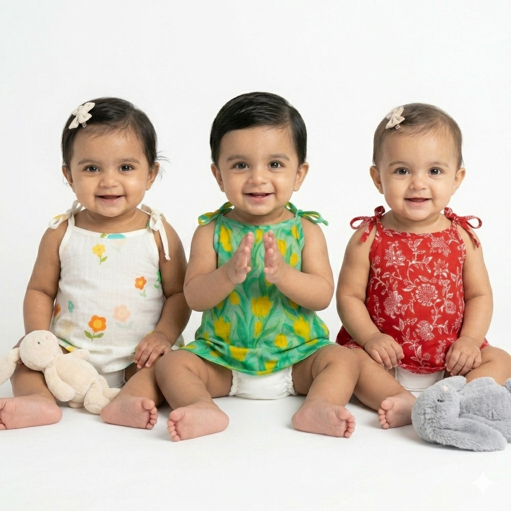 Organic Cotton Set of 3 Printed Unisex Jhablas