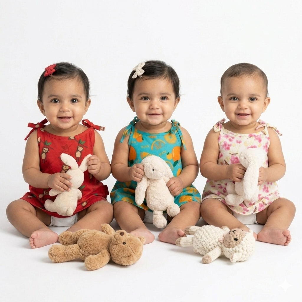 Organic Cotton Set of 3 Printed Unisex Jhablas