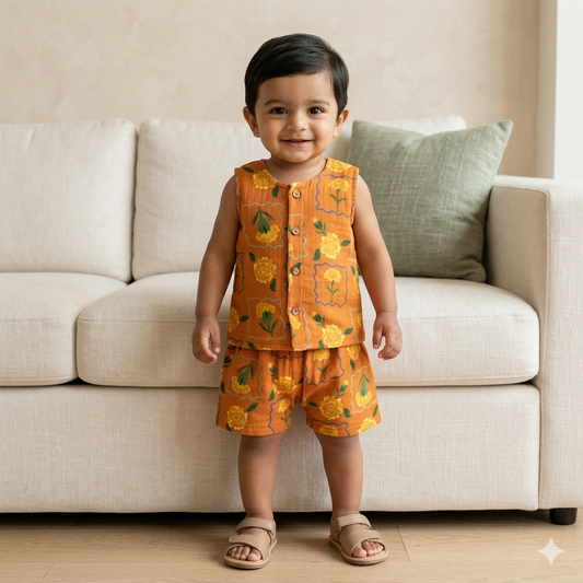 Marigold Orange Muslin Set