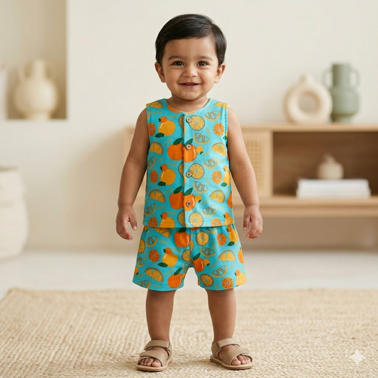 Dancing Oranges Muslin Set