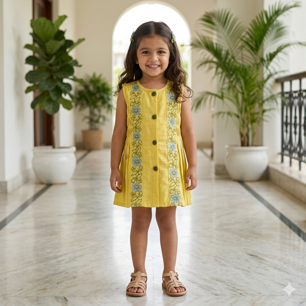 Organic Cotton Little Miss Sunshine Embroidered Frock