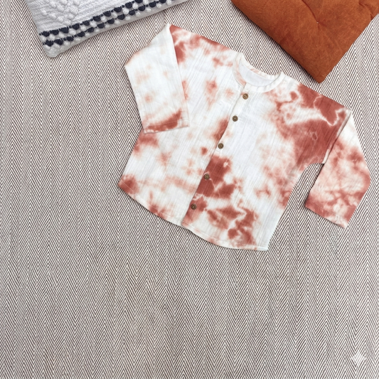 Rust Tie-Dye Crinkled Muslin Shirt
