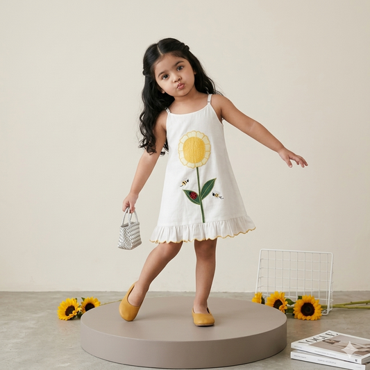 Organic Cotton 'I am a Sunflower' Embroidered Frock