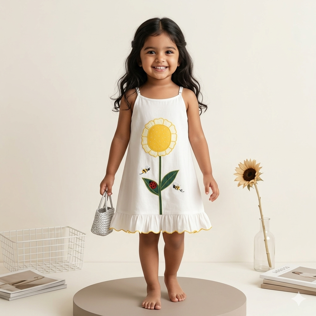Organic Cotton 'I am a Sunflower' Embroidered Frock