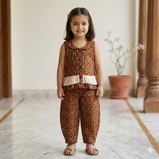 Organic Cotton Brown Floral Co-ord Set